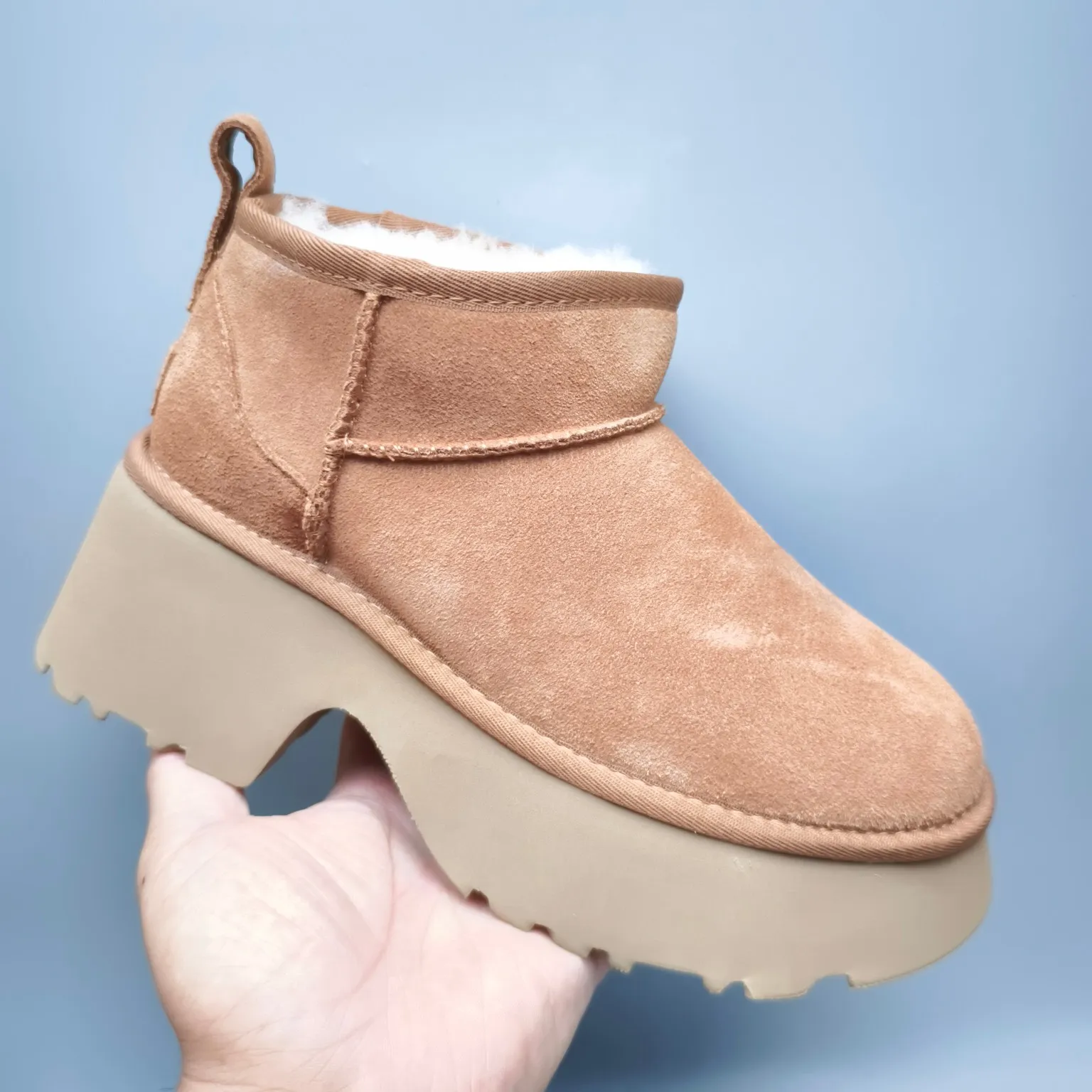 💰480 UGG sheepskin all-in-one snow boots 8311 thick-soled high-heeled fashion shoes Color: Maroon Sand Black Walnut Size: 35-40